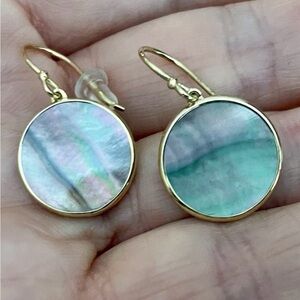 IPPOLITA 18K gold Polished ROCK CANDY round Mother of pearl earrings $595 NEW